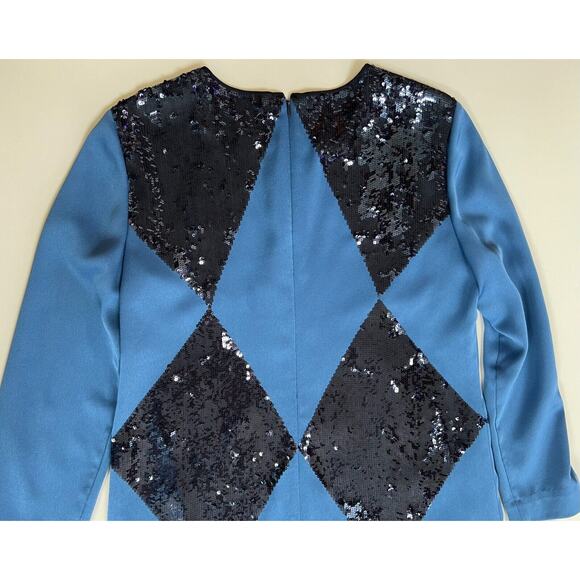 Tory Burch Lantilly Evening Blue Sequin Shift Tunic Dress Sz 10 NWT $795 - Picture 12 of 12